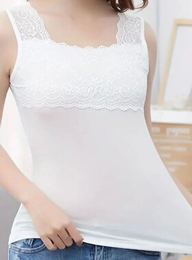 Thin Modal lace camisole tank top薄款莫代尔 蕾丝边打底背心女