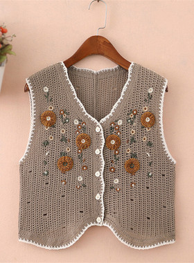 Literary fan knitted openwork vest小众文艺范针织镂空叠穿马甲