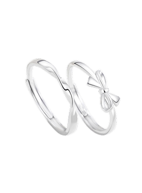 伊生爱999足银情侣戒指蝴蝶结款