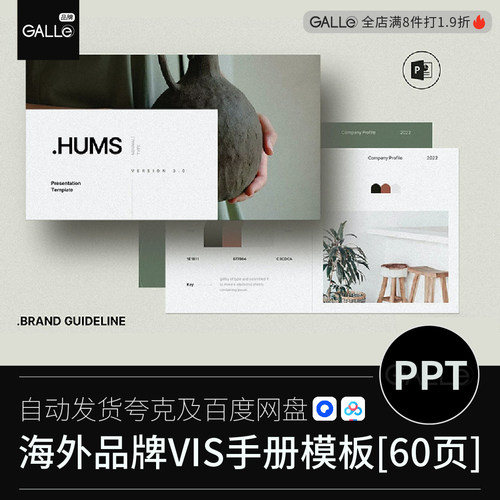 海外企业vi手册VIS形象规范标志LOGO时尚品牌版式PPT素材模板