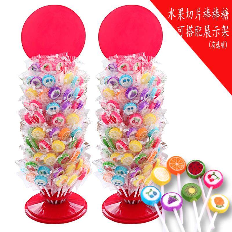 网红手工水果切片棒棒糖高颜值可爱创意散装喜糖果混合果味糖果