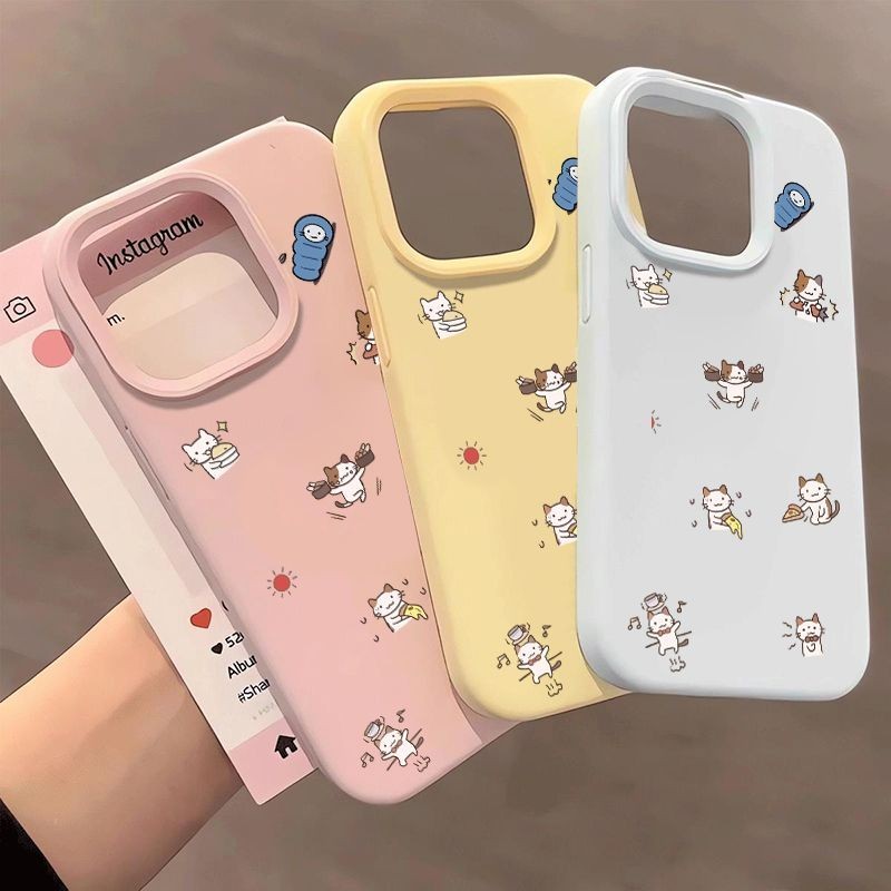 卡通可爱小猫适用于小米15/14手机壳红米k80/k70pro 新款防摔redmi13R高级note12/11Tpro 液态大孔civi3软套