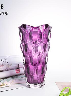 波西米亚加厚水晶玻璃花瓶鲜花插花花器家居摆件