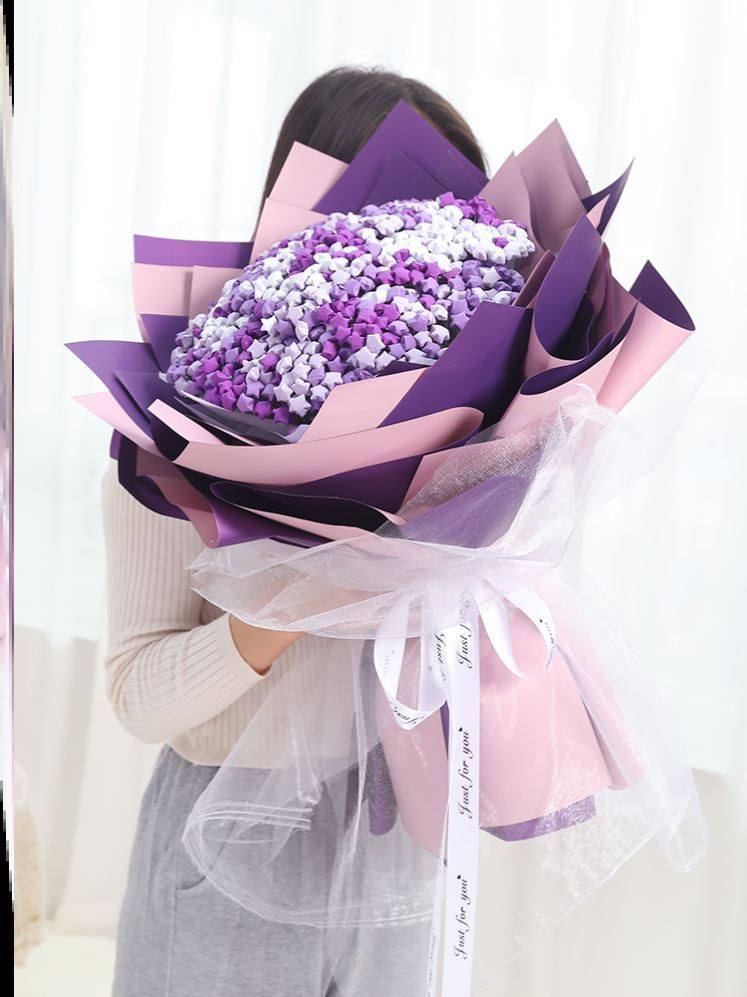 星星纸折叠花束手工制作满天星送女友生日创意diy花束礼物七夕节