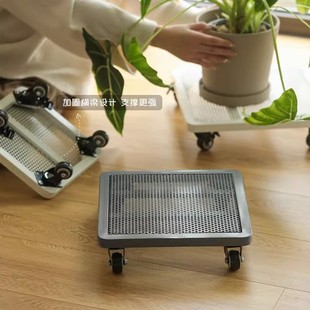 特大号正方形带煞车移动静音花盆托盘铁艺加高加厚带滚轮底座底托