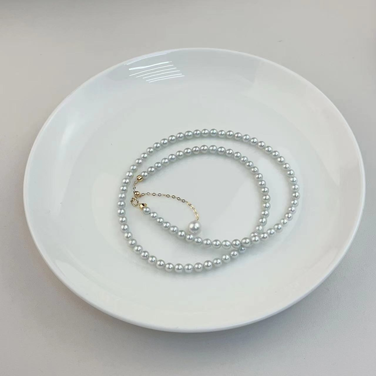 【来了就好】【Z3649】电光蓝超级小BABY珍珠项链18K金