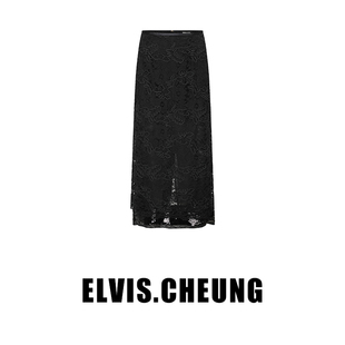 ELVIS.CHEUNG25春夏立体盘带绣拼亮片高腰半身裙女气质显瘦百搭