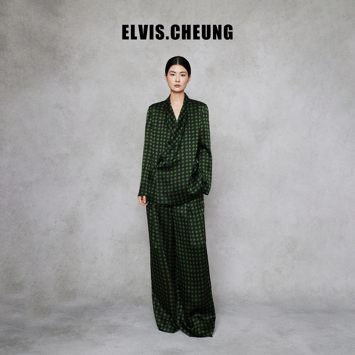 ELVIS.CHEUNG小方格香云纱阔腿裤