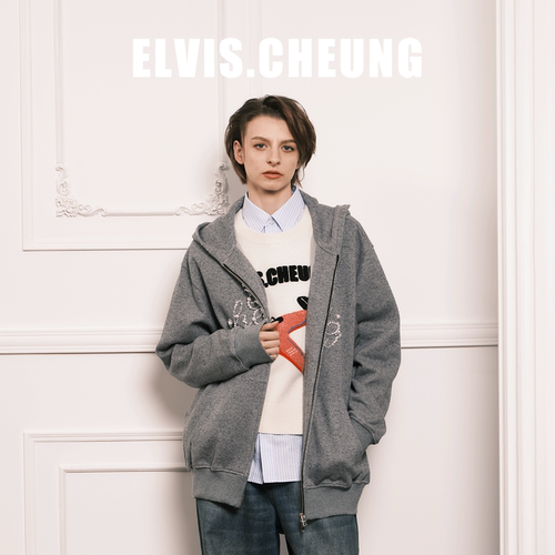 ELVIS.CHEUNG复古logo法绣卫衣