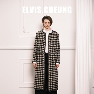 ELVIS.CHEUNG25秋冬千鸟格粗花呢小香大衣外套女高级感显瘦时尚