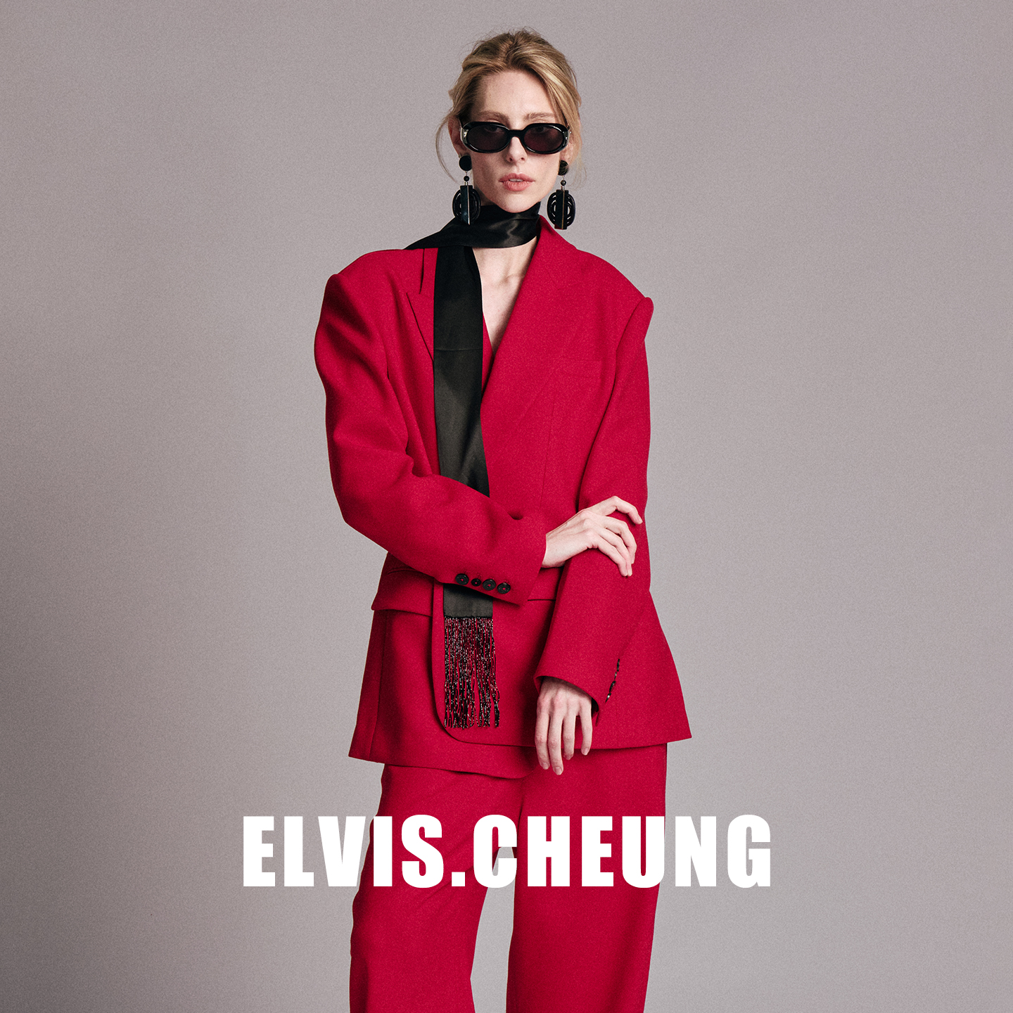 ELVIS.CHEUNG高级感红色廓形西装