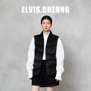ELVIS.CHEUNG25秋冬新中式 真丝提花鹅绒马甲女高级感显瘦气质上衣