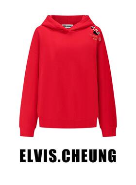 ELVIS.CHEUNG蒋云开运25贺岁新品喜上眉梢微宽松刺绣l连帽卫衣女