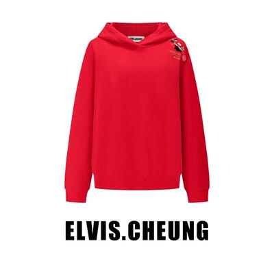 ELVIS.CHEUNG蒋云开运25贺岁新品喜上眉梢微宽松刺绣l连帽卫衣女