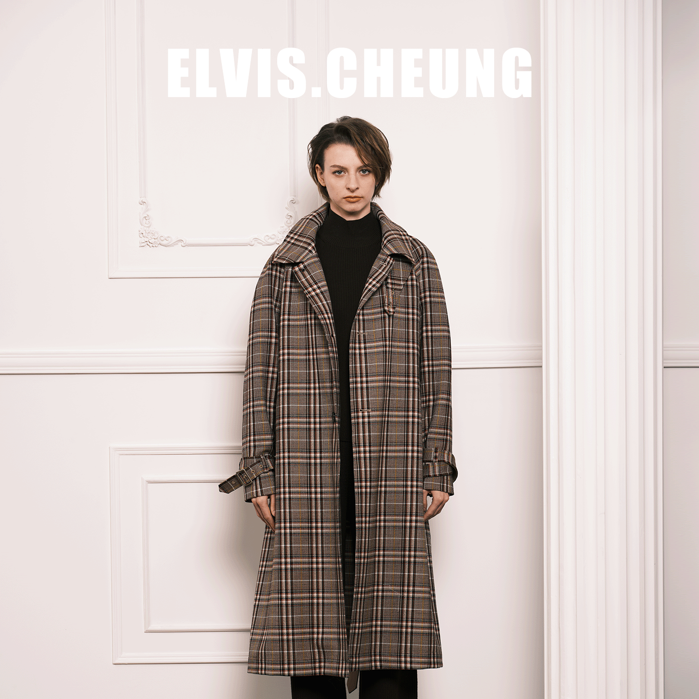 ELVIS.CHEUNG格纹夹克领风衣
