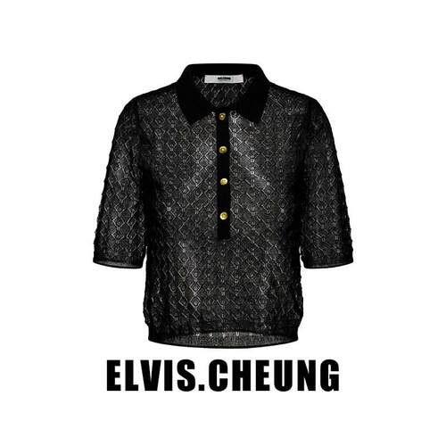 ELVIS.CHEUNG提花薄透polo领中袖