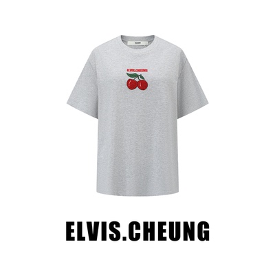 ELVIS.CHEUNG25秋冬女装休闲荔枝LOGOT恤印花图案棉质短袖百搭
