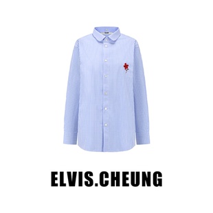 上衣時尚 百搭 女寬松休閑長袖 ELVIS.CHEUNG25秋冬太陽格繡花襯衫