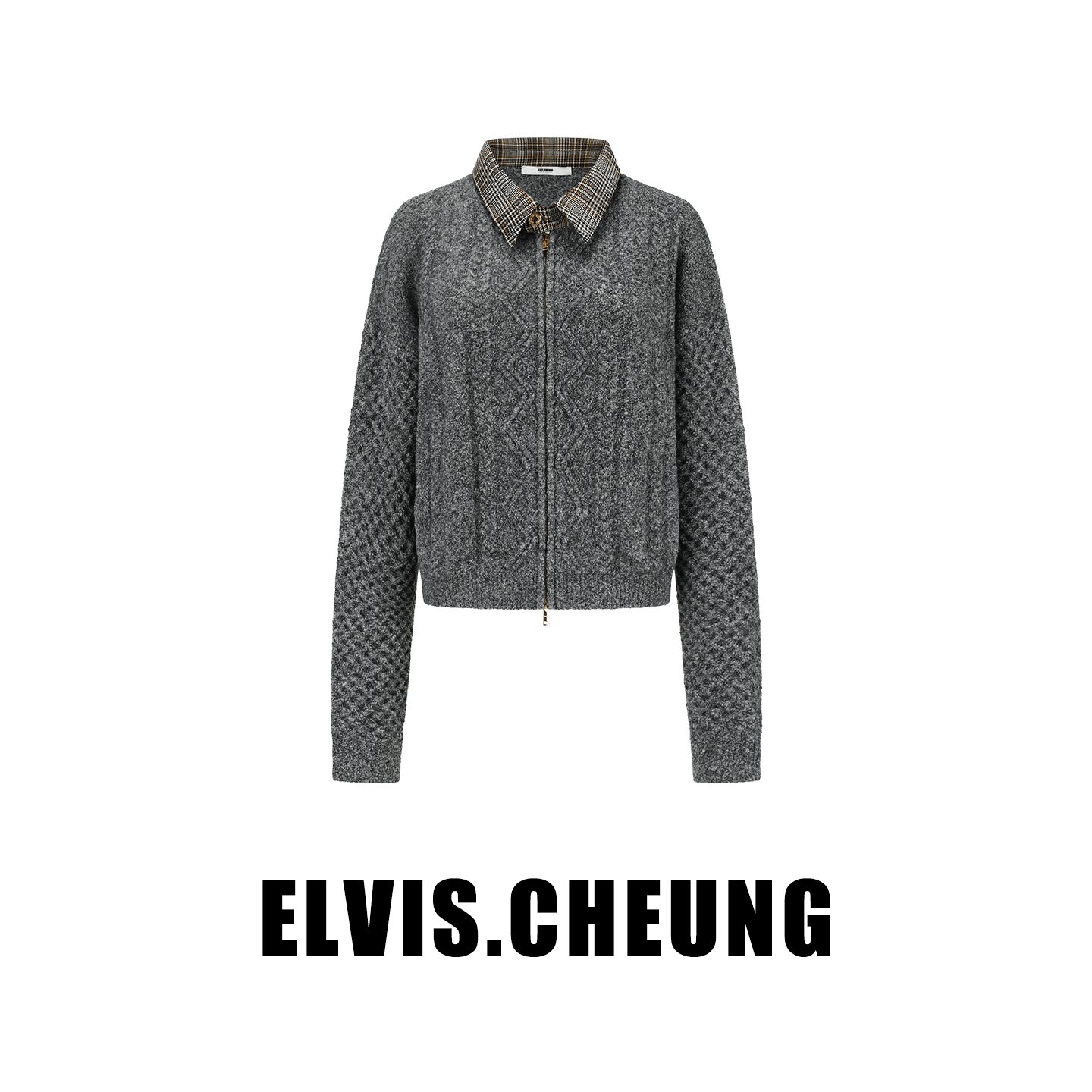 ELVIS.CHEUNG25秋冬牦牛绒短夹克针织外套女高级感显瘦气质上衣
