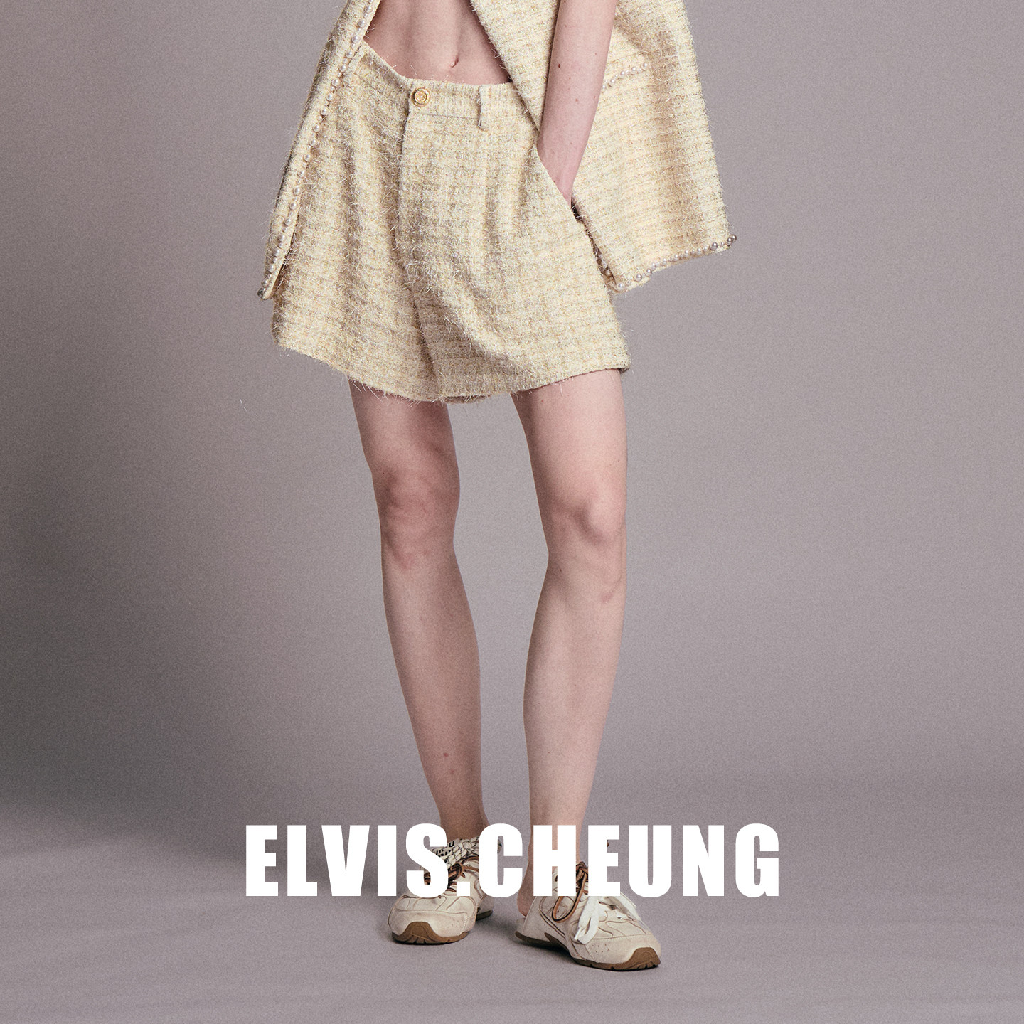 ELVIS.CHEUNG26早春小香风格纹短裤女休闲慵懒风时尚高腰四分裤,女装/女士精品,短裤,淘宝优惠券,粉丝福利购,淘宝优惠卷