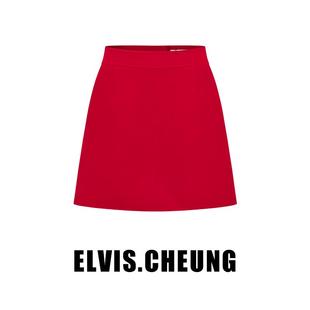 ELVIS.CHEUNG蒋云开运25贺岁新品羊毛双面尼短裙高腰包臀半身裙