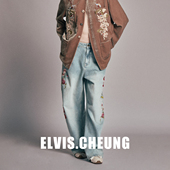 女宽松长裤 ELVIS.CHEUNG26贺岁美式 复古刺绣直筒牛仔裤 气质休闲风