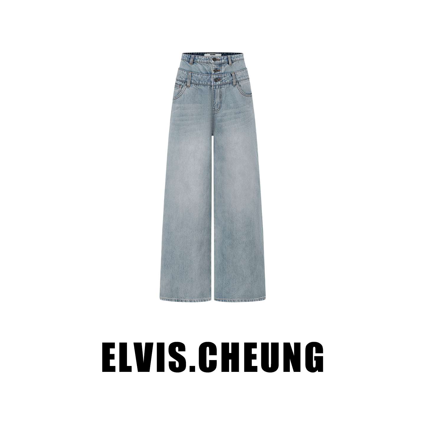 ELVIS.CHEUNG复古双腰头阔腿裤