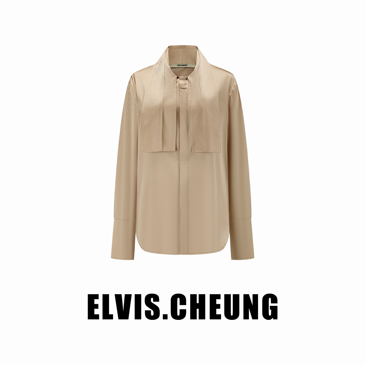ELVIS.CHEUNG25秋冬真丝绑带式直身衬衫长袖女宽松休闲上衣个性