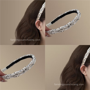 时尚复古波点水晶缠绕发箍女2025新款高级感密齿碎发头箍发卡发饰