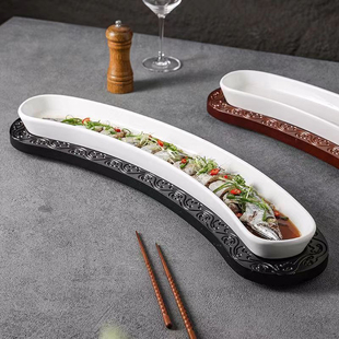 创意酒店意境餐具1米陶瓷超大号刀鱼带鱼鳗鱼盘会所商用长条盘子