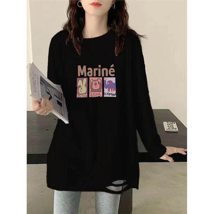 纯棉黑色打底衫内搭卫衣叠穿2025年春秋冬季中长款T恤女长袖上衣