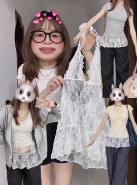 2024早秋季白色蕾丝吊带女挂脖上衣内搭V领外穿无袖背心叠穿罩衫