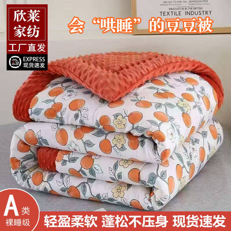 A类可机洗2025新款5斤豆豆绒秋冬季保暖加厚单双人学生宿舍空调被