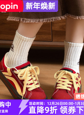 鮀品复古红色板鞋女2025秋冬新款原创学生运动休闲鞋厚底增高女鞋