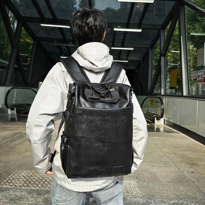 2024新款时尚双肩包男简约休闲两用背包大学生书包大容量旅行包潮