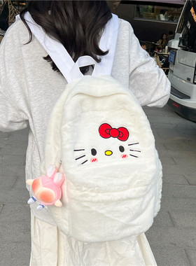 包包女2025新款大容量双肩包甜美可爱学生书包女卡通毛绒kt猫背包