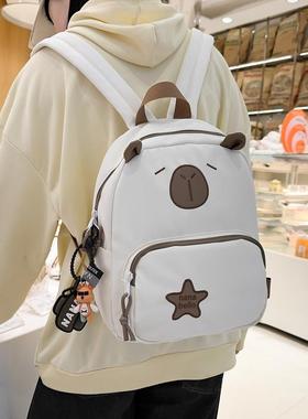 2024新款小学生书包男轻便卡皮巴拉双肩包女大学生卡通旅游背包女