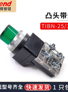 TEND天得TIBN-25/30mm红绿色电源启动停止自复位带灯按钮开关220V