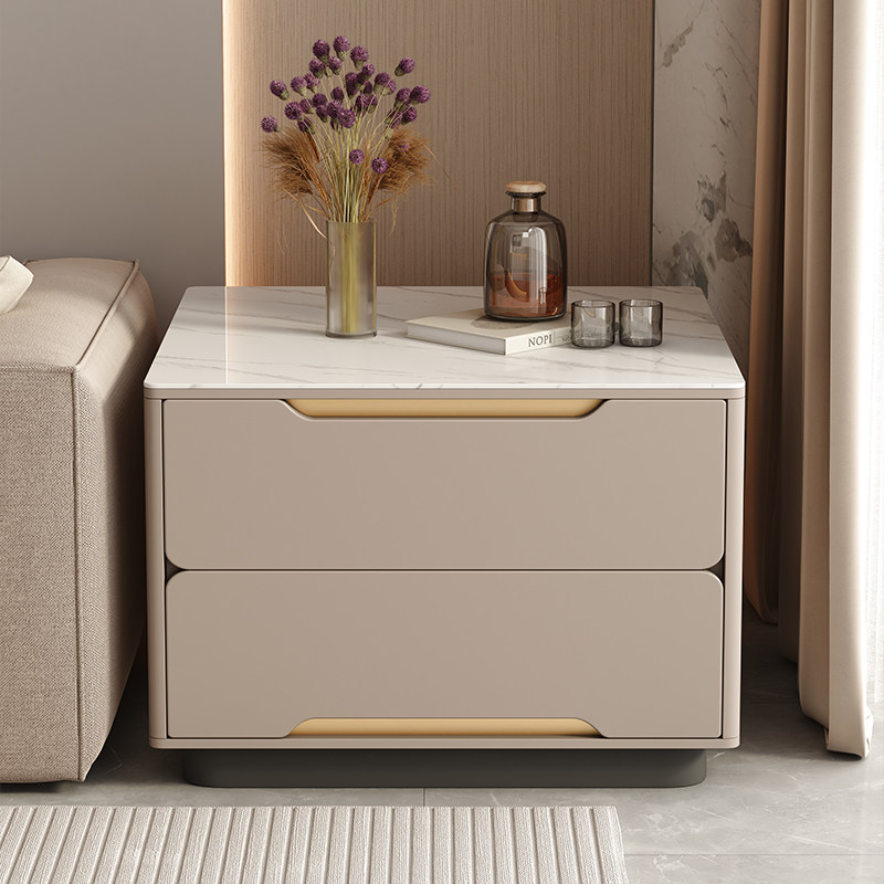 实木沙发边几岩板轻奢高级感客厅正方形侧边柜茶几置物架创意角几
