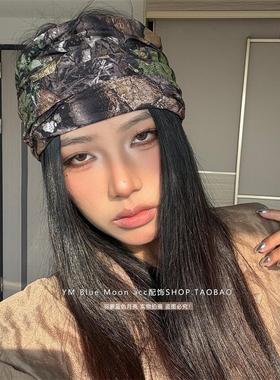 废土风春秋做旧迷彩狩猎冷帽伪装发带空顶防风防寒登山徒步骑行帽