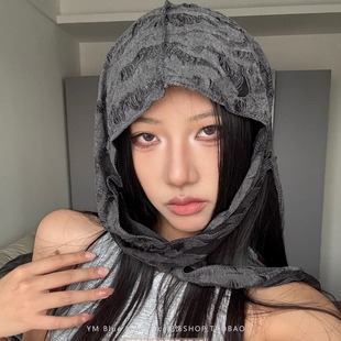 原创废土未来乞丐破洞风土风巾帽子高级感街舞亚文化小众包头帽