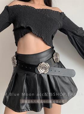 原创重工金属花朵甜酷感Y2K嘻哈牛仔裤腰带复古裤带朋克皮带