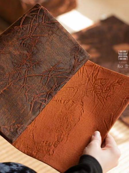 知舍五年老料香云纱平安竹双面茶席双层新中式覆古宫廷风茶席垫子