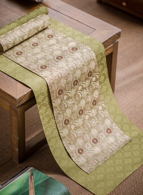 知舍卷草纹茶席礼盒装多色高端织锦双面用新中式传统禅意百搭桌旗