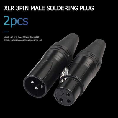 2pcs Pin XLR Female Male Microphone Audio Cable Plug DIY Co