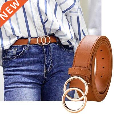Double Ring Belt For Women Fashion Wild Waistband PU