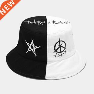 Summer Cotton Bucket Hat Patchwork Graffiti Men Women Outdoo