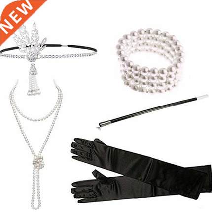 5Pcs 1920S Headband The Great Gatsby Cosplay Accessories Set