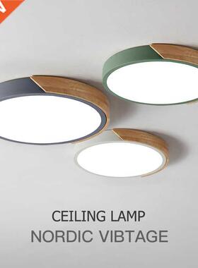 Ceiling Lights LED Modern Nordic Round Lamp Wooden Home Livi