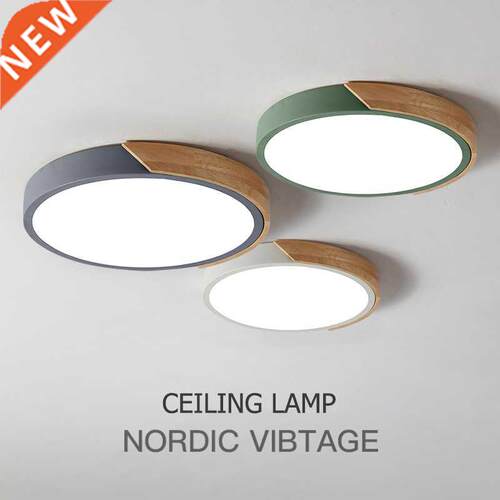 Ceiling Lights LED Modern Nordic Round Lamp Wooden Home Livi